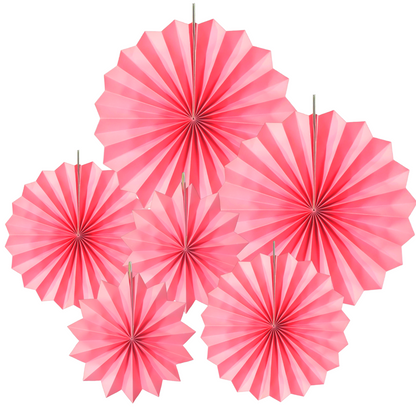 Party Decorz Light Pink Paper Fan Decoration Set Of 6pcs For Birthday, Wedding, Baby Shower, Anniversary ,Backdrop Party Decoration